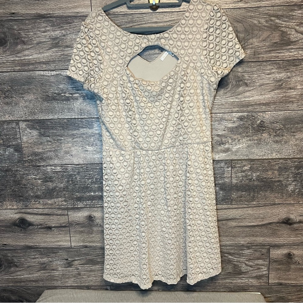 LC Lauren Conrad Cream Circle Pattern Mini Dress